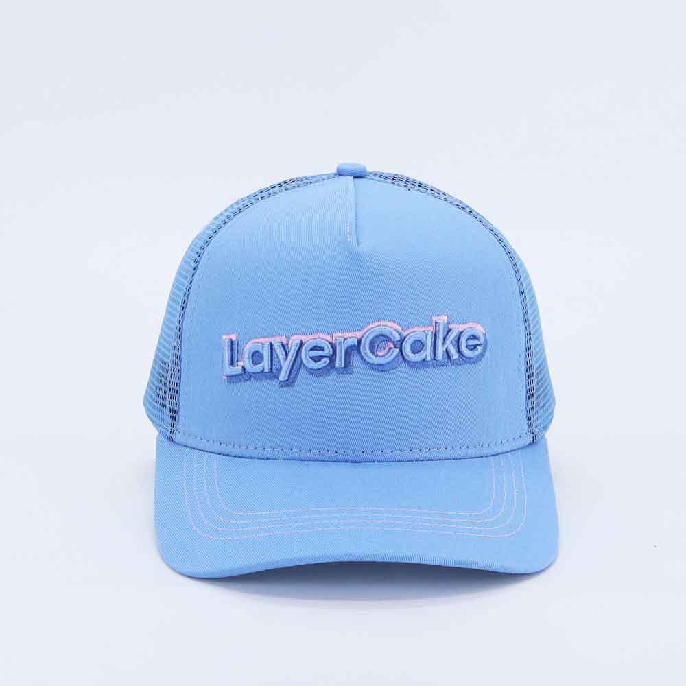 Blue w/ Pink Stitch - Trucker Cap